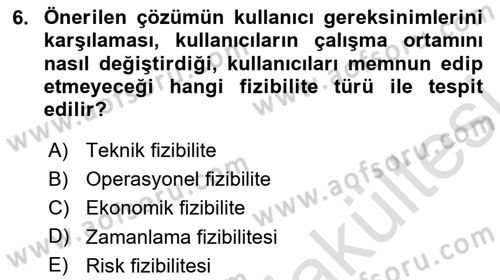 Sistem Analizi Ve Tasarımı Dersi 2025 - 2026 Yılı (Vize) Ara Sınav Soruları 6. Soru