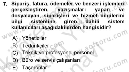 Sistem Analizi Ve Tasarımı Dersi 2025 - 2026 Yılı (Vize) Ara Sınav Soruları 7. Soru