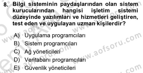 Sistem Analizi Ve Tasarımı Dersi 2025 - 2026 Yılı (Vize) Ara Sınav Soruları 8. Soru