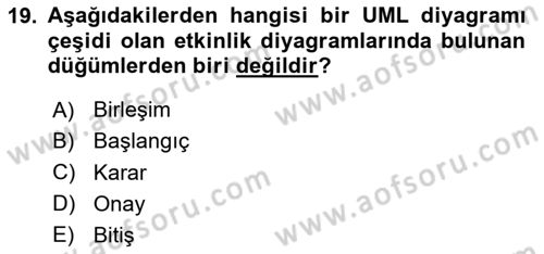 Sistem Analizi Ve Tasarımı Dersi 2025 - 2026 Yılı (Final) Dönem Sonu Sınav Soruları 19. Soru
