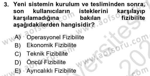 Sistem Analizi Ve Tasarımı Dersi 2025 - 2026 Yılı (Final) Dönem Sonu Sınav Soruları 3. Soru