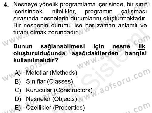İleri Programlama Dersi 2017 - 2018 Yılı (Vize) Ara Sınav Soruları 4. Soru