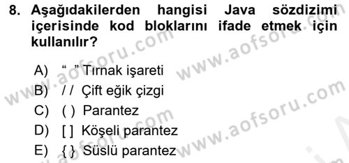 İleri Programlama Dersi 2017 - 2018 Yılı (Vize) Ara Sınavı 8. Soru