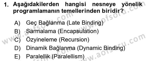 İleri Programlama Dersi 2017 - 2018 Yılı (Final) Dönem Sonu Sınav Soruları 1. Soru