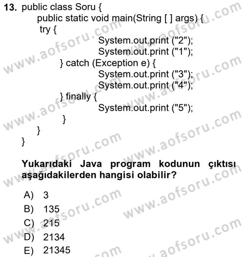 İleri Programlama Dersi 2017 - 2018 Yılı (Final) Dönem Sonu Sınav Soruları 13. Soru