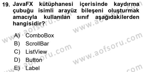 İleri Programlama Dersi 2017 - 2018 Yılı (Final) Dönem Sonu Sınav Soruları 19. Soru