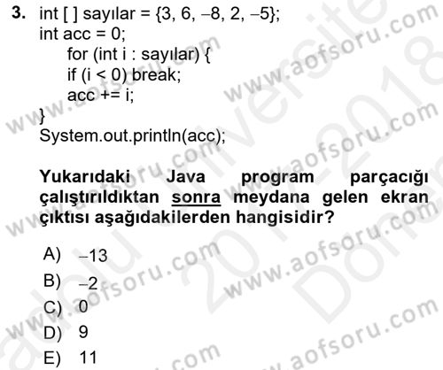 İleri Programlama Dersi 2017 - 2018 Yılı (Final) Dönem Sonu Sınav Soruları 3. Soru
