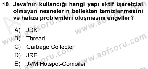 İleri Programlama Dersi 2018 - 2019 Yılı (Vize) Ara Sınav Soruları 10. Soru