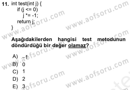 İleri Programlama Dersi 2018 - 2019 Yılı (Vize) Ara Sınav Soruları 11. Soru