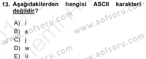 İleri Programlama Dersi 2018 - 2019 Yılı (Vize) Ara Sınav Soruları 13. Soru