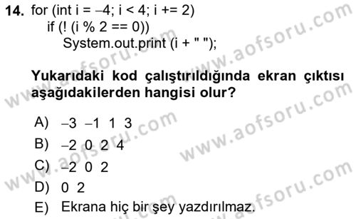 İleri Programlama Dersi 2018 - 2019 Yılı (Vize) Ara Sınav Soruları 14. Soru