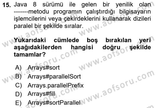 İleri Programlama Dersi 2018 - 2019 Yılı (Vize) Ara Sınav Soruları 15. Soru