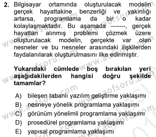 İleri Programlama Dersi 2018 - 2019 Yılı (Vize) Ara Sınav Soruları 2. Soru