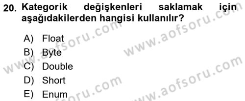 İleri Programlama Dersi 2018 - 2019 Yılı (Vize) Ara Sınav Soruları 20. Soru