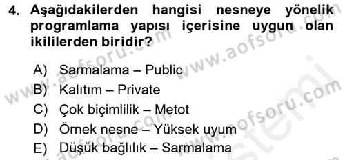İleri Programlama Dersi 2018 - 2019 Yılı (Vize) Ara Sınav Soruları 4. Soru