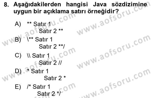 İleri Programlama Dersi 2018 - 2019 Yılı (Vize) Ara Sınav Soruları 8. Soru