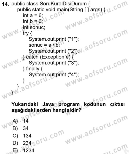 İleri Programlama Dersi 2018 - 2019 Yılı (Final) Dönem Sonu Sınav Soruları 14. Soru
