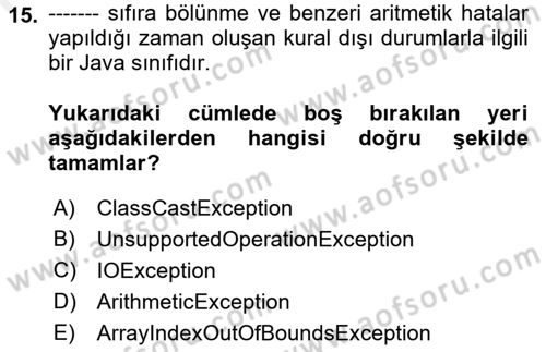 İleri Programlama Dersi 2018 - 2019 Yılı (Final) Dönem Sonu Sınav Soruları 15. Soru