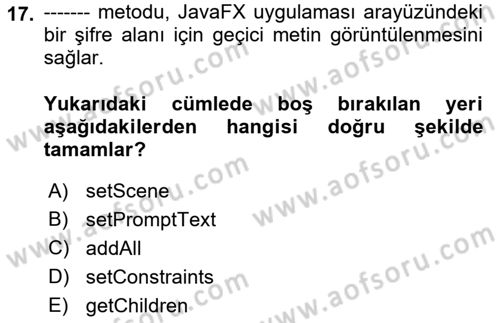 İleri Programlama Dersi 2018 - 2019 Yılı (Final) Dönem Sonu Sınav Soruları 17. Soru