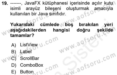 İleri Programlama Dersi 2018 - 2019 Yılı (Final) Dönem Sonu Sınav Soruları 19. Soru