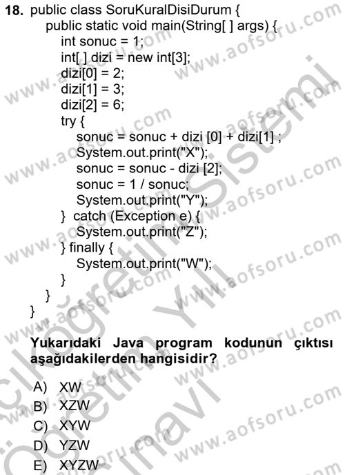 İleri Programlama Dersi 2018 - 2019 Yılı Yaz Okulu Sınav Soruları 18. Soru