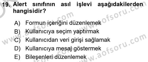 İleri Programlama Dersi 2018 - 2019 Yılı Yaz Okulu Sınav Soruları 19. Soru