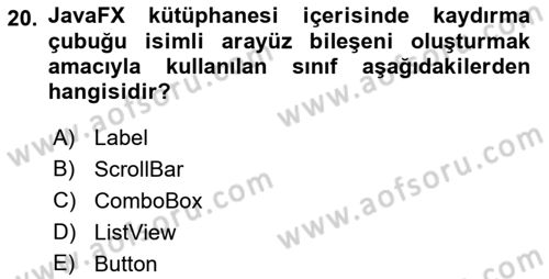 İleri Programlama Dersi 2018 - 2019 Yılı Yaz Okulu Sınav Soruları 20. Soru