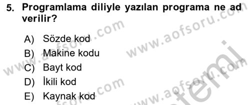İleri Programlama Dersi 2018 - 2019 Yılı Yaz Okulu Sınav Soruları 5. Soru