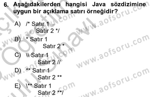 İleri Programlama Dersi 2018 - 2019 Yılı Yaz Okulu Sınav Soruları 6. Soru