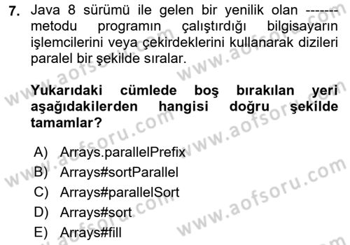 İleri Programlama Dersi 2018 - 2019 Yılı Yaz Okulu Sınav Soruları 7. Soru