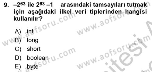 İleri Programlama Dersi 2018 - 2019 Yılı Yaz Okulu Sınav Soruları 9. Soru