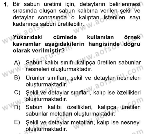 İleri Programlama Dersi 2020 - 2021 Yılı Yaz Okulu Sınavı 1. Soru