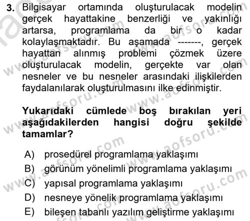 İleri Programlama Dersi 2020 - 2021 Yılı Yaz Okulu Sınavı 3. Soru