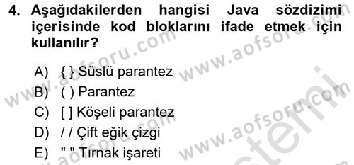 İleri Programlama Dersi 2020 - 2021 Yılı Yaz Okulu Sınavı 4. Soru