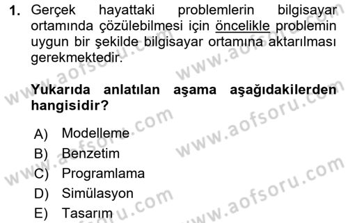 İleri Programlama Dersi 2021 - 2022 Yılı (Vize) Ara Sınav Soruları 1. Soru