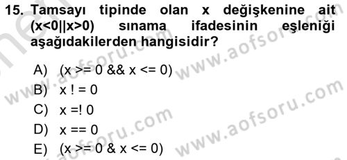 İleri Programlama Dersi 2021 - 2022 Yılı (Vize) Ara Sınavı 15. Soru