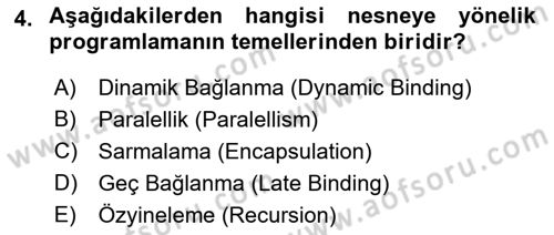İleri Programlama Dersi 2021 - 2022 Yılı (Vize) Ara Sınav Soruları 4. Soru