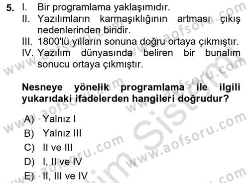 İleri Programlama Dersi 2021 - 2022 Yılı (Vize) Ara Sınavı 5. Soru