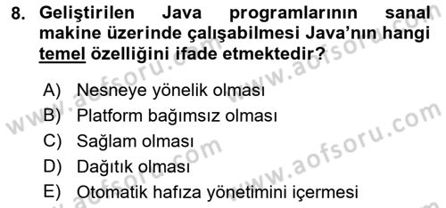 İleri Programlama Dersi 2021 - 2022 Yılı (Vize) Ara Sınav Soruları 8. Soru