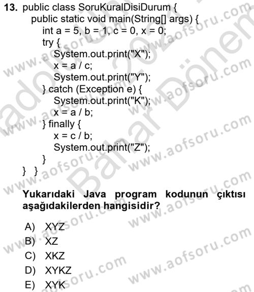 İleri Programlama Dersi 2021 - 2022 Yılı (Final) Dönem Sonu Sınav Soruları 13. Soru