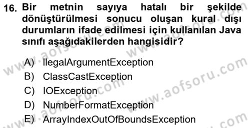 İleri Programlama Dersi 2021 - 2022 Yılı (Final) Dönem Sonu Sınav Soruları 16. Soru