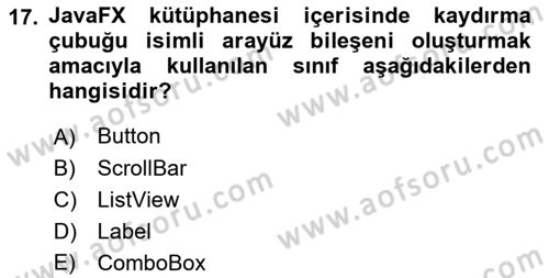 İleri Programlama Dersi 2021 - 2022 Yılı (Final) Dönem Sonu Sınav Soruları 17. Soru