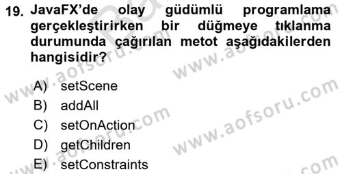 İleri Programlama Dersi 2021 - 2022 Yılı (Final) Dönem Sonu Sınav Soruları 19. Soru