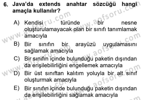 İleri Programlama Dersi 2021 - 2022 Yılı (Final) Dönem Sonu Sınav Soruları 6. Soru