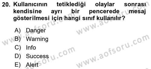 İleri Programlama Dersi 2021 - 2022 Yılı Yaz Okulu Sınav Soruları 20. Soru