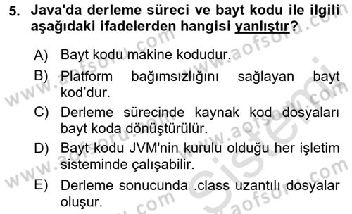 İleri Programlama Dersi 2021 - 2022 Yılı Yaz Okulu Sınav Soruları 5. Soru