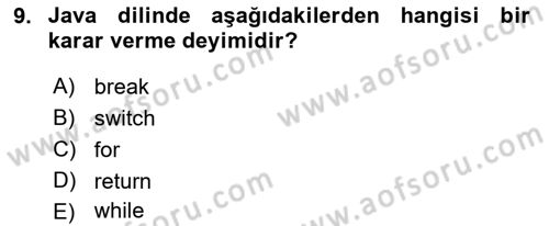 İleri Programlama Dersi 2021 - 2022 Yılı Yaz Okulu Sınav Soruları 9. Soru