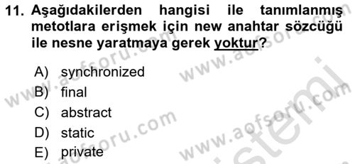 İleri Programlama Dersi 2022 - 2023 Yılı Yaz Okulu Sınav Soruları 11. Soru