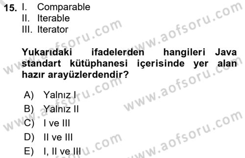 İleri Programlama Dersi 2022 - 2023 Yılı Yaz Okulu Sınav Soruları 15. Soru