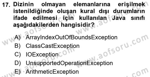 İleri Programlama Dersi 2022 - 2023 Yılı Yaz Okulu Sınav Soruları 17. Soru